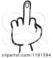 Clipart Of A Black And White Hand Holding Up A Middle Finger Royalty Free Vector Illustration by Zooco