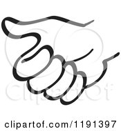 Clipart Of A Black And White Hand Hitchhiking Royalty Free Vector Illustration