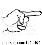Clipart Of A Black And White Hand Pointing Royalty Free Vector Illustration