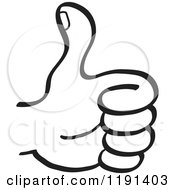 Clipart Of A Black And White Hand Holding A Thumb Up Royalty Free Vector Illustration by Zooco #COLLC1191403-0152