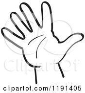 Clipart Of A Black And White Hand Waving Royalty Free Vector Illustration by Zooco #COLLC1191405-0152