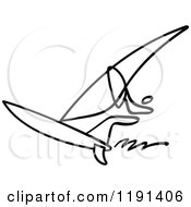 Poster, Art Print Of Black And White Stick Drawing Of A Person Windsurfing