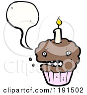 Cartoon Of A Chocolate Cupcake Speaking Royalty Free Vector Illustration