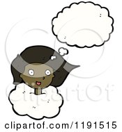 Cartoon Of A Black Girl In A Cloud Thinking Royalty Free Vector Illustration