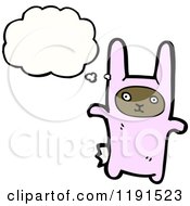Cartoon Of A Pink Bunny Thinking Royalty Free Vector Illustration