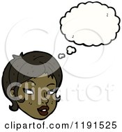 Cartoon Of A Black Girl Thinking Royalty Free Vector Illustration