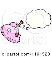 Cartoon Of A Valentine Heart With An Arrow In The Eye Thinking Royalty Free Vector Illustration