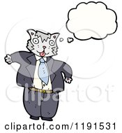 Cartoon Of A Cat Dressed In A Businss Suit Thinking Royalty Free Vector Illustration