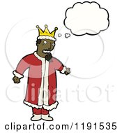 Cartoon Of A Black King Thinking Royalty Free Vector Illustration by lineartestpilot