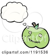 Cartoon Of A Green Apple Thinking Royalty Free Vector Illustration