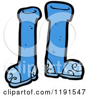 Cartoon Of A Pair Of Blue Boots Royalty Free Vector Illustration