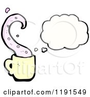 Cartoon Of A Tentacle In A Coffee Cup Thinking Royalty Free Vector Illustration