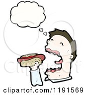 Cartoon Of A Man Eating A Hotdog Royalty Free Vector Illustration by lineartestpilot