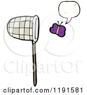 Cartoon Of A Net And Butterfly Speaking Royalty Free Vector Illustration