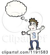 Cartoon Of A Man Thinking And Wearing A Shirt With The Number 2 Royalty Free Vector Illustration