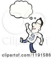 Cartoon Of A Man Thinking And Wearing A Shirt With The Number 5 Royalty Free Vector Illustration