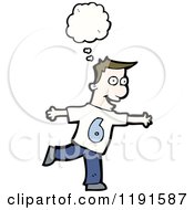 Cartoon Of A Man Thinking And Wearing A Shirt With The Number 6 Royalty Free Vector Illustration by lineartestpilot