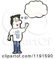 Cartoon Of A Man Thinking And Wearing A Shirt With The Number 9 Royalty Free Vector Illustration
