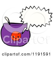 Cartoon Of A Skull On A Bowl Speaking Royalty Free Vector Illustration by lineartestpilot