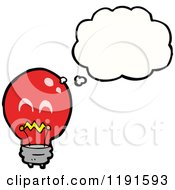 Cartoon Of A Lightbulb Thinking Royalty Free Vector Illustration