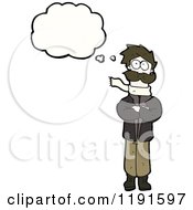 Cartoon Of An Avaitor Thinking Royalty Free Vector Illustration by lineartestpilot