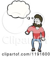 Cartoon Of A Man With A Mustache Thinking Royalty Free Vector Illustration