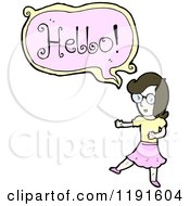 Cartoon Of A Girl Saying Hello Royalty Free Vector Illustration by lineartestpilot