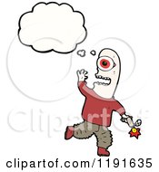 Cartoon Of A One Eyed Man Thinking Royalty Free Vector Illustration by lineartestpilot
