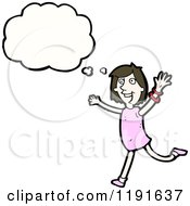 Cartoon Of A Happy Woman Thinking Royalty Free Vector Illustration