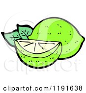 Cartoon Of A Lime And Slice Royalty Free Vector Illustration