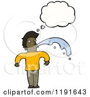 Cartoon Of A Vomiting African American Man Thinking Royalty Free Vector Illustration