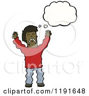 Cartoon Of A Sad African American Boy Thinking Royalty Free Vector Illustration