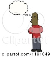 Cartoon Of An African American Man Thinking Royalty Free Vector Illustration