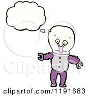 Cartoon Of An Alien With Tentacles Thinking Royalty Free Vector Illustration