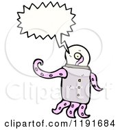 Cartoon Of An Alien With Tentacles Speaking Royalty Free Vector Illustration by lineartestpilot