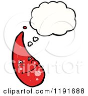 Cartoon Of A Red Drop Thinking Royalty Free Vector Illustration by lineartestpilot