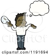 Cartoon Of An African American Man With A Cup Thinking Royalty Free Vector Illustration