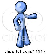 Blue Woman With One Arm Out Clipart Illustration
