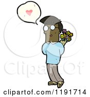 Cartoon Of An African American Man In Love Speaking Royalty Free Vector Illustration by lineartestpilot