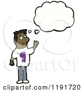 Cartoon Of A Black Man Wearing A Shirt With The Number 9 Thinking Royalty Free Vector Illustration