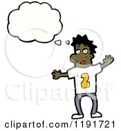 Cartoon Of A Black Man Wearing A Shirt With The Number 2 Thinking Royalty Free Vector Illustration