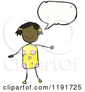 Cartoon Of A Black Stick Girl Speaking Royalty Free Vector Illustration