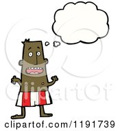 Cartoon Of An African American Man In Swin Trunks Thinking Royalty Free Vector Illustration