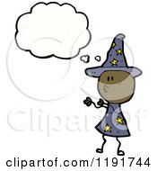 Cartoon Of A Stick Witch Girl Thinking Royalty Free Vector Illustration by lineartestpilot