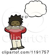 Cartoon Of An African American Boy Thinking Royalty Free Vector Illustration