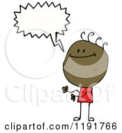 Cartoon Of A Black Stick Boy Speaking Royalty Free Vector Illustration