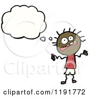 Cartoon Of A Black Stick Boy Thinking Royalty Free Vector Illustration by lineartestpilot