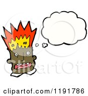Cartoon Of An African American Mans Flaming Head Thinking Royalty Free Vector Illustration