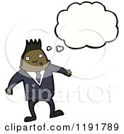 Cartoon Of An African American Man In A Suit Thinking Royalty Free Vector Illustration