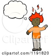 Cartoon Of A Flaming African American Mans Head Thinking Royalty Free Vector Illustration